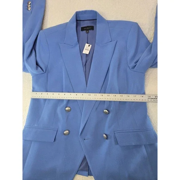 Talbots Blue Double Breasted Blazer Size 8 Silver Crest Buttons New With Tags - Picture 7 of 15